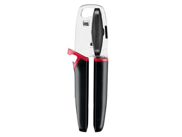 Dosenöffner TEFAL Ingenio+ , schwarz (schwarz, rot), B:6,3cm H:5,8cm T:19,7cm, Dosenöffner, Dosenöffner, hitzebeständig bis 230C, spülmaschinenfest, verstärktes Nylon