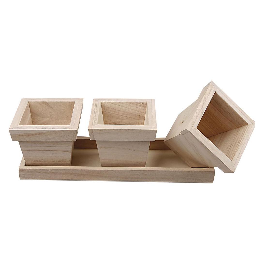 Creativ Company Blumentopf-Set, aus Holz (27 x 9 x 9 cm) (5707167217405)