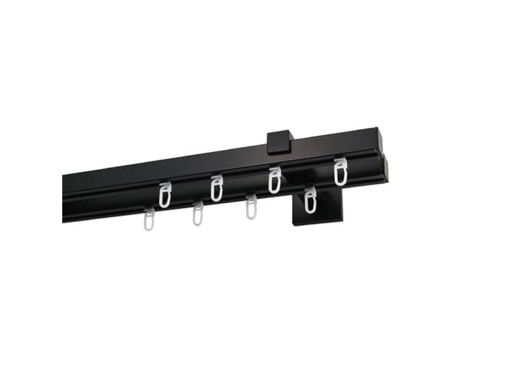 Garesa Gardinenstange Nora Ø 20mm, 2-läufig, Schwarz I Moderne & Stabile Vorhangstange inkl. Gleiter + Faltenlegehaken I Mit Endknopf Kappe I 530cm (2x geteilt in 3 Teilstücke)