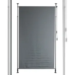 DELUKE Senkrechtmarkise TURI 150x300cm Ohne Bohren Höhenverstellbar Dunkelgrau Polyester Klemmmarkise Balkonmarkise Vertikalmarkise Sonnenschutz UV-Beständig
