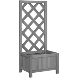 Helloshop26 - Hochbeet für Pflanzen und Blumen Terrasse oder Garten mit Rankgitter aus massivem grauem Tannenholz 02_0038324