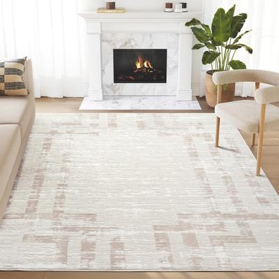Abani Rugs Abani Viva VIV100A Neutral Cream Beige Art Deco Symmetry Lines Area Rug
