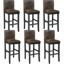 TecTake GmbH tectake Barhocker aus Kunstleder - 6er Set antikbraun