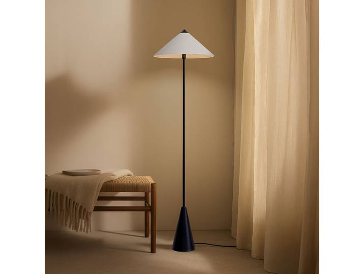 Lampadaire Norvik, hauteur 150 cm, noir/gris, métal - Lindby - Salon / séjour - Moderne