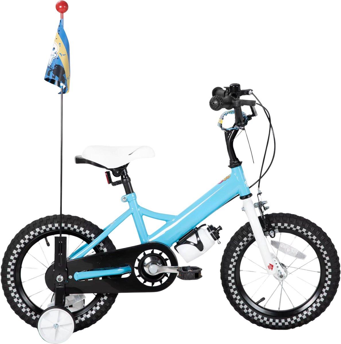 Kinderfahrrad 16 Zoll (41 cm) Unisex - Mit Stützrädern, Korb, Klingel & Puppensitz - Blau