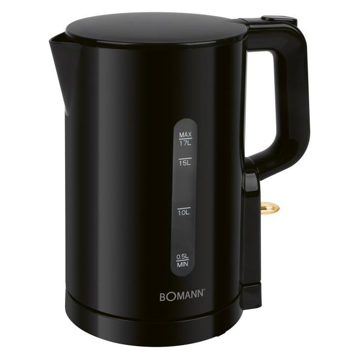 Bomann Wasserkocher 1,7L 2200W für schnelles Erhitzen BPA frei Einhandbedienung Wasserstandsanzeige (1.70 l) (660901)