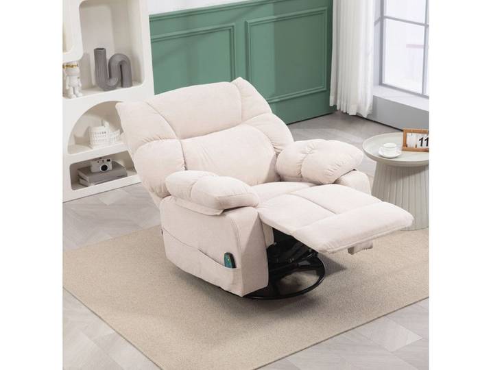 VUENOR fauteuil relax massant beige avec chauffage lombaire inclinaison manuelle 145° rotation 360° et fonction bascule