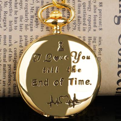 Youfap Market I Love You Couple Gift Watch Pendant, Luxury Golden Quartz Pocket Watch, High Quality Fashionable Christmas Gift I Love You Couple Gift Watch Pendant, Luxury Golden Quartz Pocket Watch, High Quality Fashionable Christmas Gift