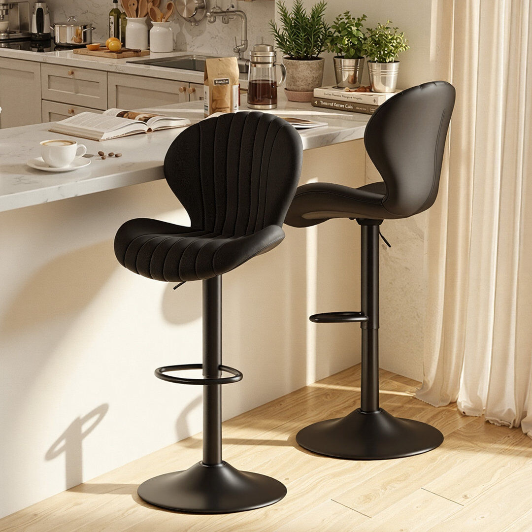 George Oliver Bar Stools Set of 2 Modern Swivel Bar Chairs, Barstools Counter Height with High Backrest Easy 3-5 Minute Assembly for Bar, Kitchen, Dining Room Black 2