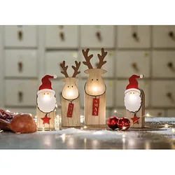 HELLUM LED-Holz-Weihnachtsmann batteriebetrieben 524673