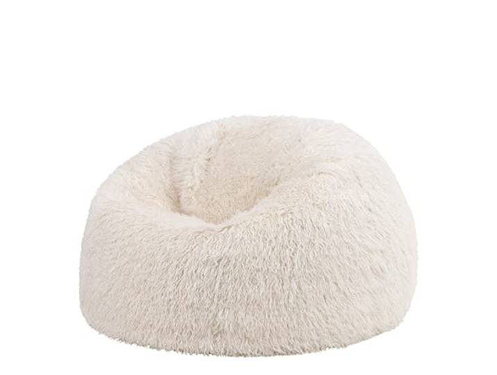 Icon Kunstfell Sitzsack, Mongolisch Weiß, Sitzsack Erwachsene mit Füllung, Bean Bag, Flauschig Sessel, Lounge Sessel, Lounge Stuhl, Schlafzimmer, Wohnzimmer, Wohnzimmer Möbel