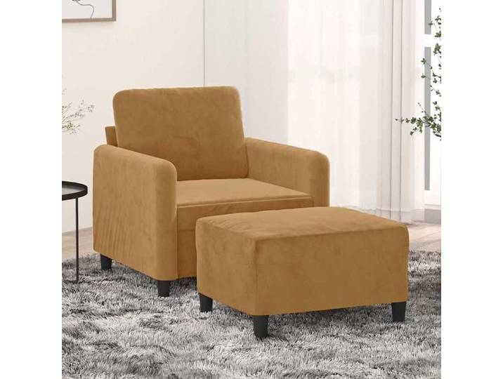 NEW 2026  Fauteuil avec repose-pied Marron 60 cm Velours L2252