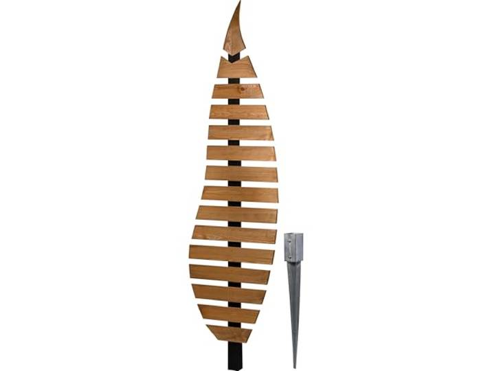 dobar® Rankhilfe Abstractus in Blattform zweifarbig aus Holz - Rankgerüst stehend mit Pfahl für Garten - Pflanzstütze für Kletterpflanzen