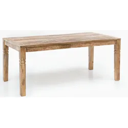 KADIMA DESIGN Rustikaler Mango-Holz Esstisch, 120 cm, Landhaus-Stil - Stilvoll mit Schnitzereien