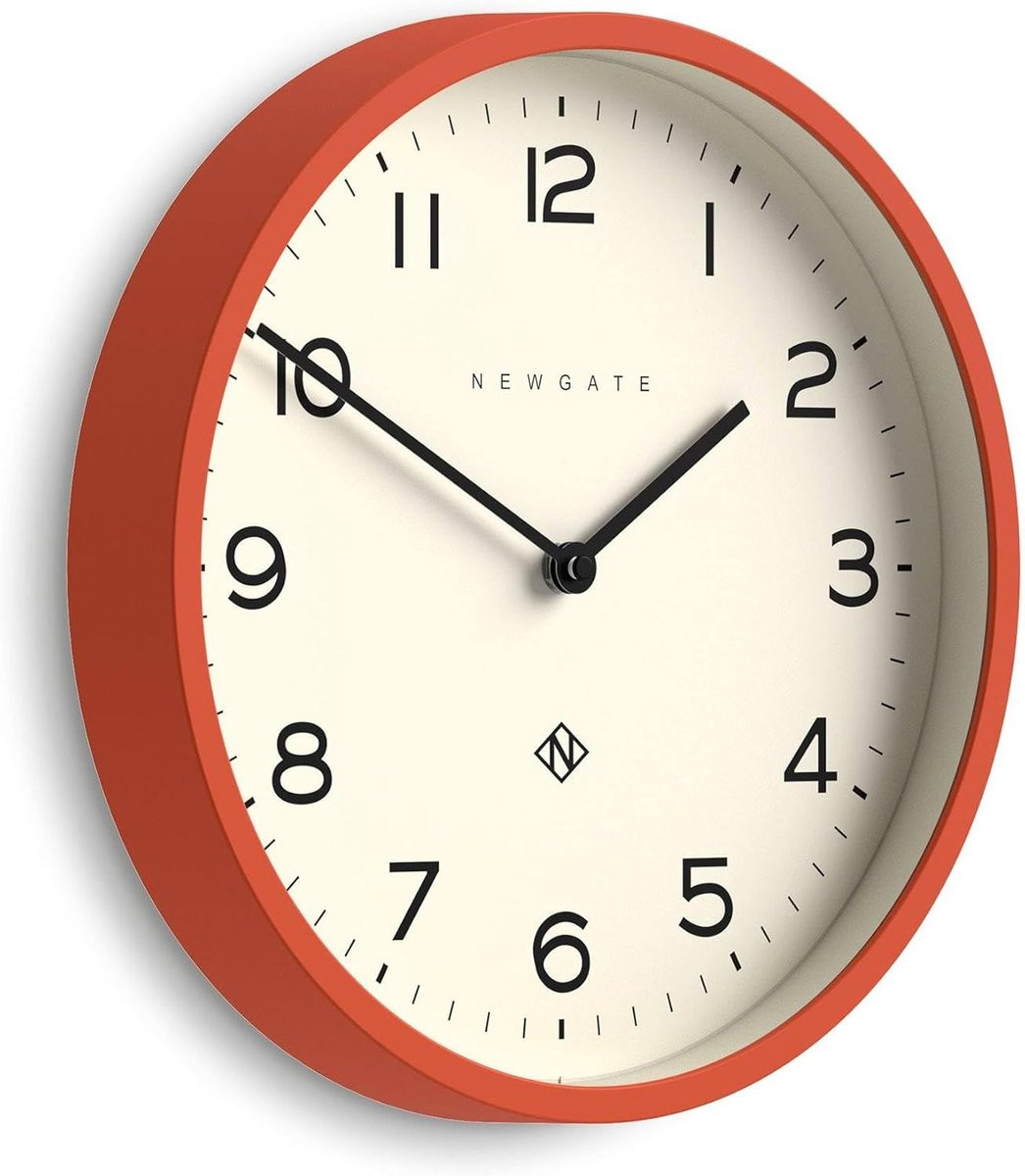 SnelShoppen Moderne Ronde Wandklok Oranje - Diameter: 30 cm