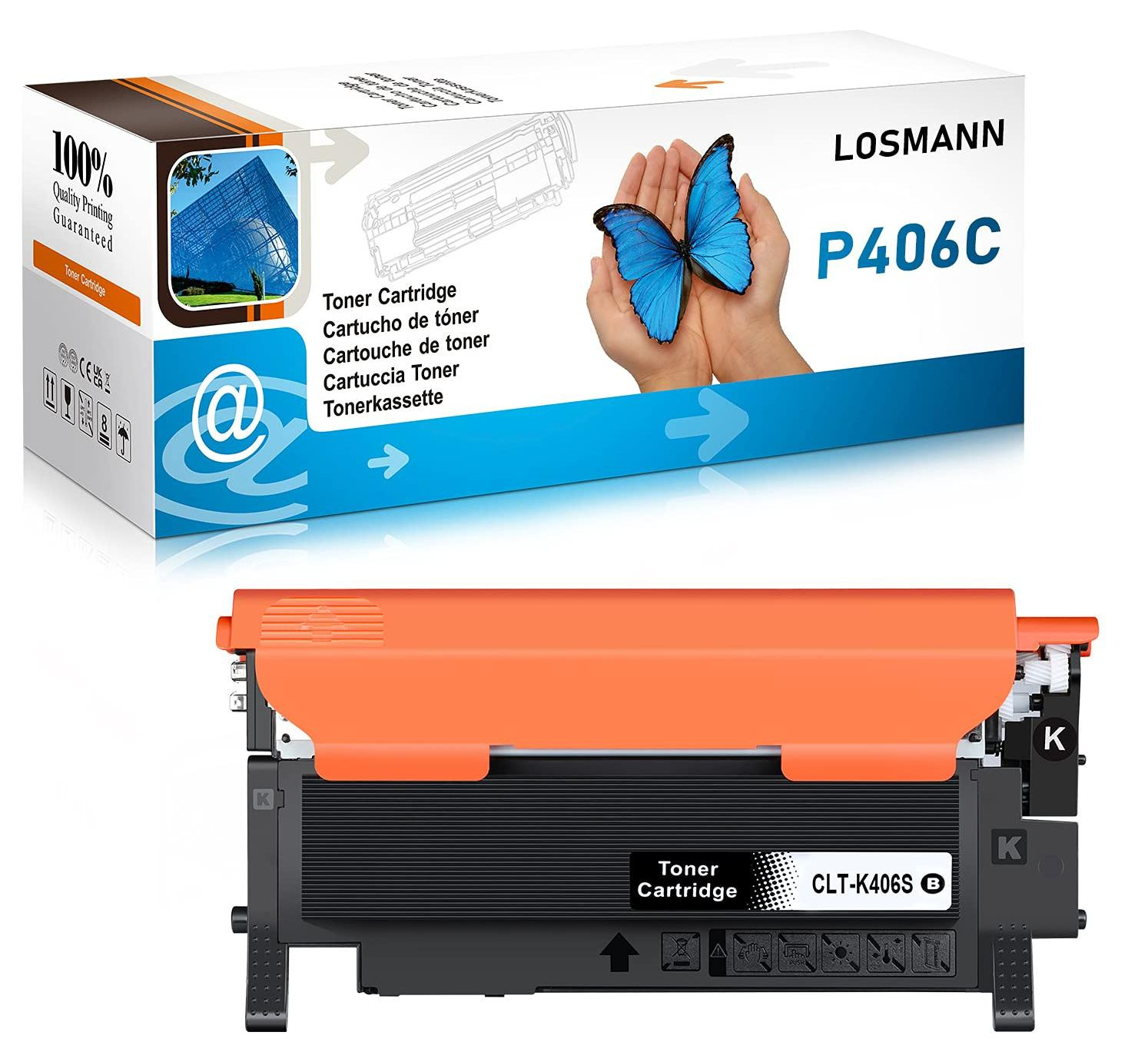 Losmann Zwarte toner compatibel met Samsung CLT-406S CLP-360 CLT-K406S voor Samsung Xpress C410W C460 C460FW C460W C467W CLP-360 CLP-360N CLP-360ND CLP-362 CLP-363 CLP-364 CLP-365 CLP-365W