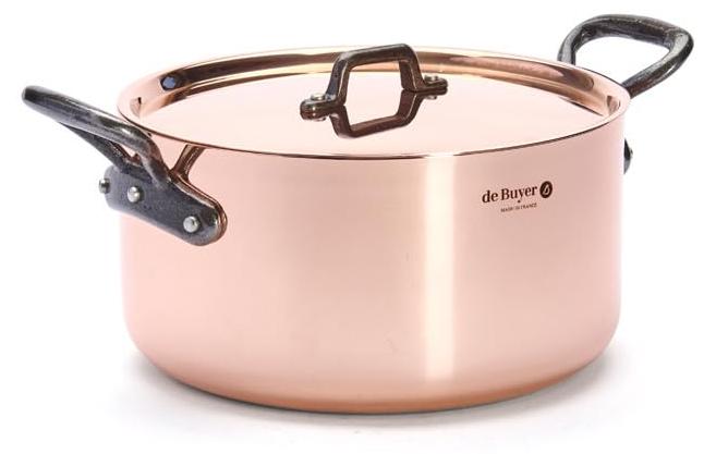 Kupfer-Braadpan 20 cm, 3,3 l, mit Deckel, orange