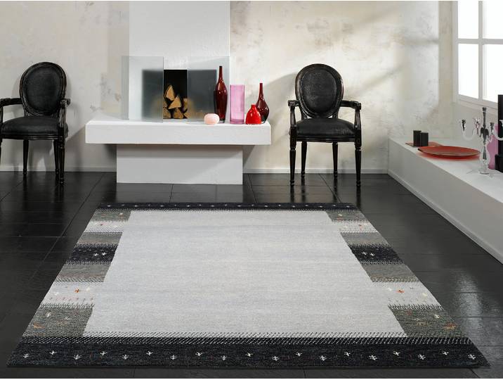 Wollteppich Chandra Moon Grau/Grau 90 x 160cm Wolle