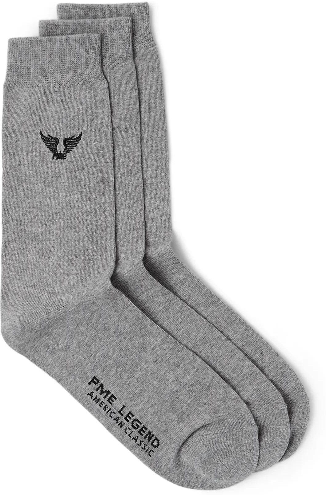 Langsocken PME LEGEND, Herren, Gr. 43-46, grau (mid grau melee), Baumwollmischung, elastisch, Socken Langsocken, mit Markenlogo