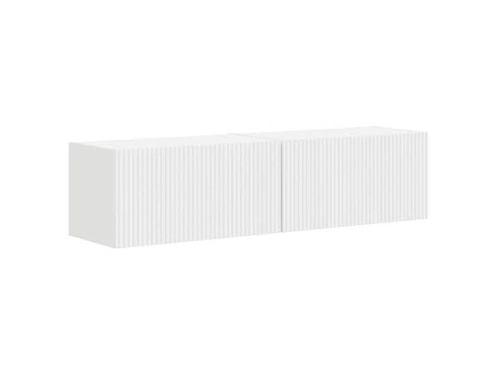 KUPTYERFG TV Wandschrank 2er Set Weiß 60x31x29,5 cm Hängeboard Platzsparende Lowboards für Wohnzimmer und Schlafzimmer mit klappbaren Schwenktüren aus Holzwerkstoff.