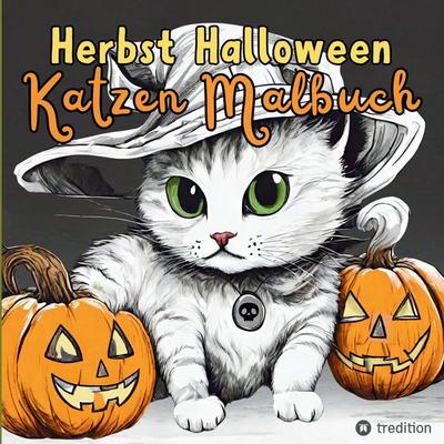 Malbuch Katze Halloween Herbst Kreativ Antistress Ausmalbilder für Erwachsene Jugendliche Teenager Kinder Malbuch Herbst Geschenk für Katzenfans,
