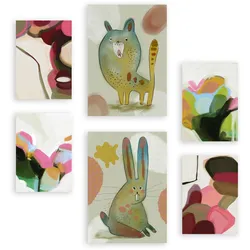 POSTER Set Mit 6 Hasen Und Welpen 2 In Tiere Zusammenfassungen A3 & A4 Rahmenlos