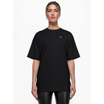 Oversize-Shirt TRUEPRODIGY "Nika F Logo Stickeri Oversized Rundhals", Damen, Gr. XL, schwarz, Obermaterial: 100% Baumwolle CO., Rundhals, Shirts