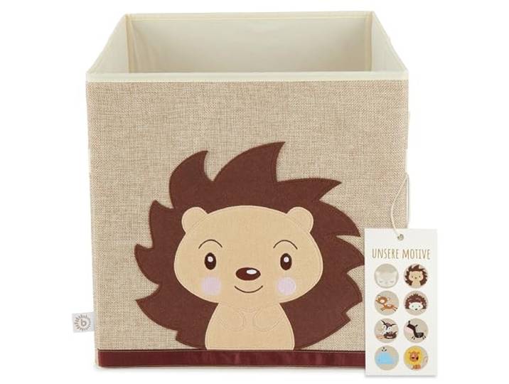 BIECO Boite de Rangement Piksi 36L Pliable Motif Hérisson 33x33x33 Coffre à Jouets pour Étagère Kallax