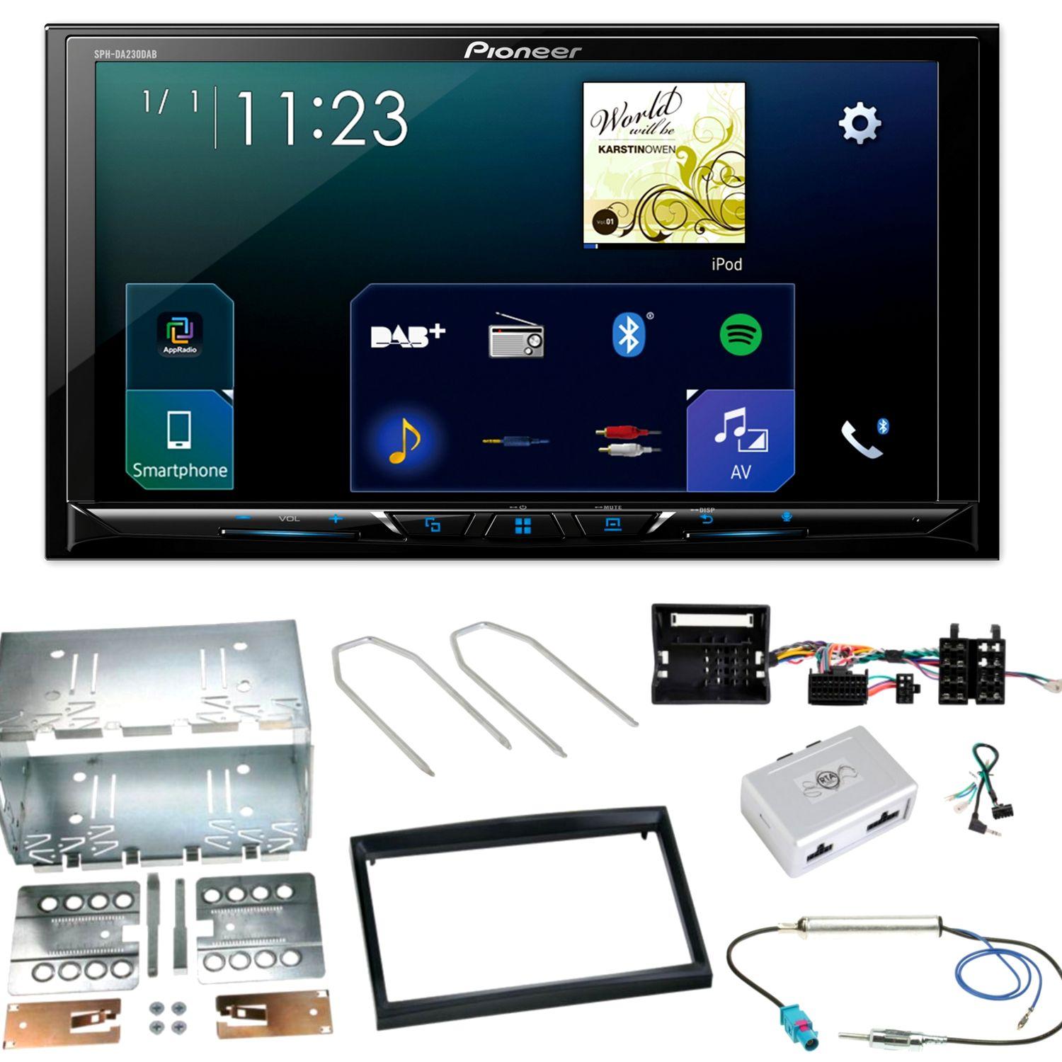 Pioneer SPH-DA230DAB CarPlay DAB+ Einbauset für Peugeot 207 307 Partner Expert