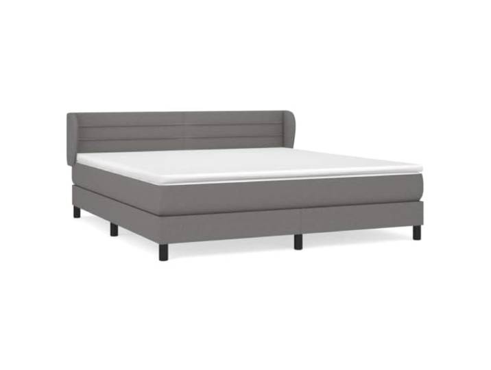 PUGYNBK Boxspringbett mit Matratze, Stoff, dunkelgrau, 180 x 200 cm Verstellbares Kopfteil, Taschenfederkerne, mittlere Festigkeit, atmungsaktives Gewebe