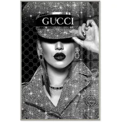 La Casa »Greeting Lady« Glasbild mit Strassapplikation 80x120 cm
