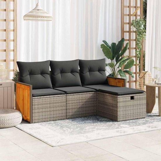 Gartenbankset 4-teilig - Loungeset für den Außenbereich - Mit Stauraum - 37 cm Sitzhöhe - Grau