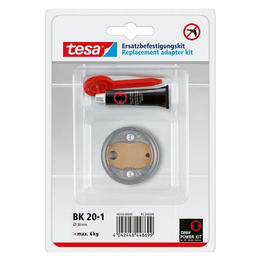 tesa Power.Kit Befestigungsadapter BK20, selbstklebendes Ersatzteil, 41mm Durchmesser, 8mm Höhe (40350-00000-01)