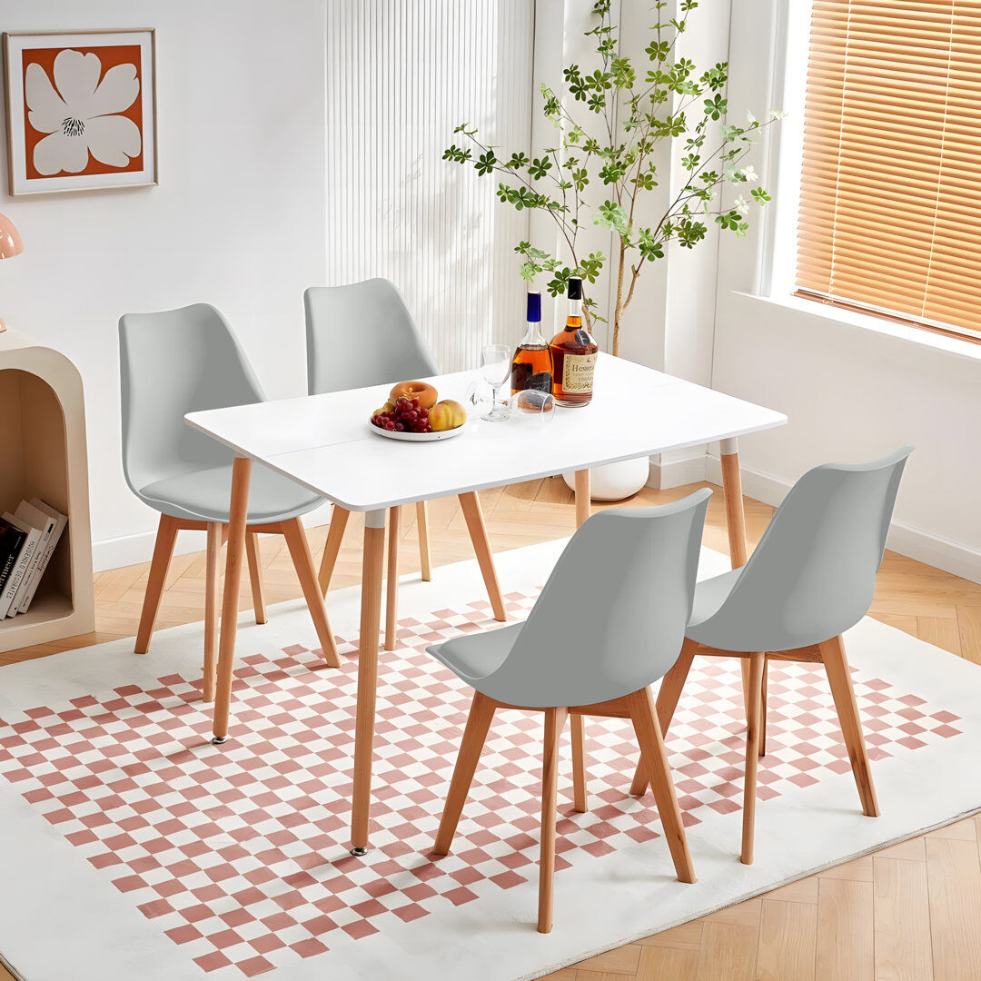Hykkon Nero 4 -Person Dining Set White/Grey 4