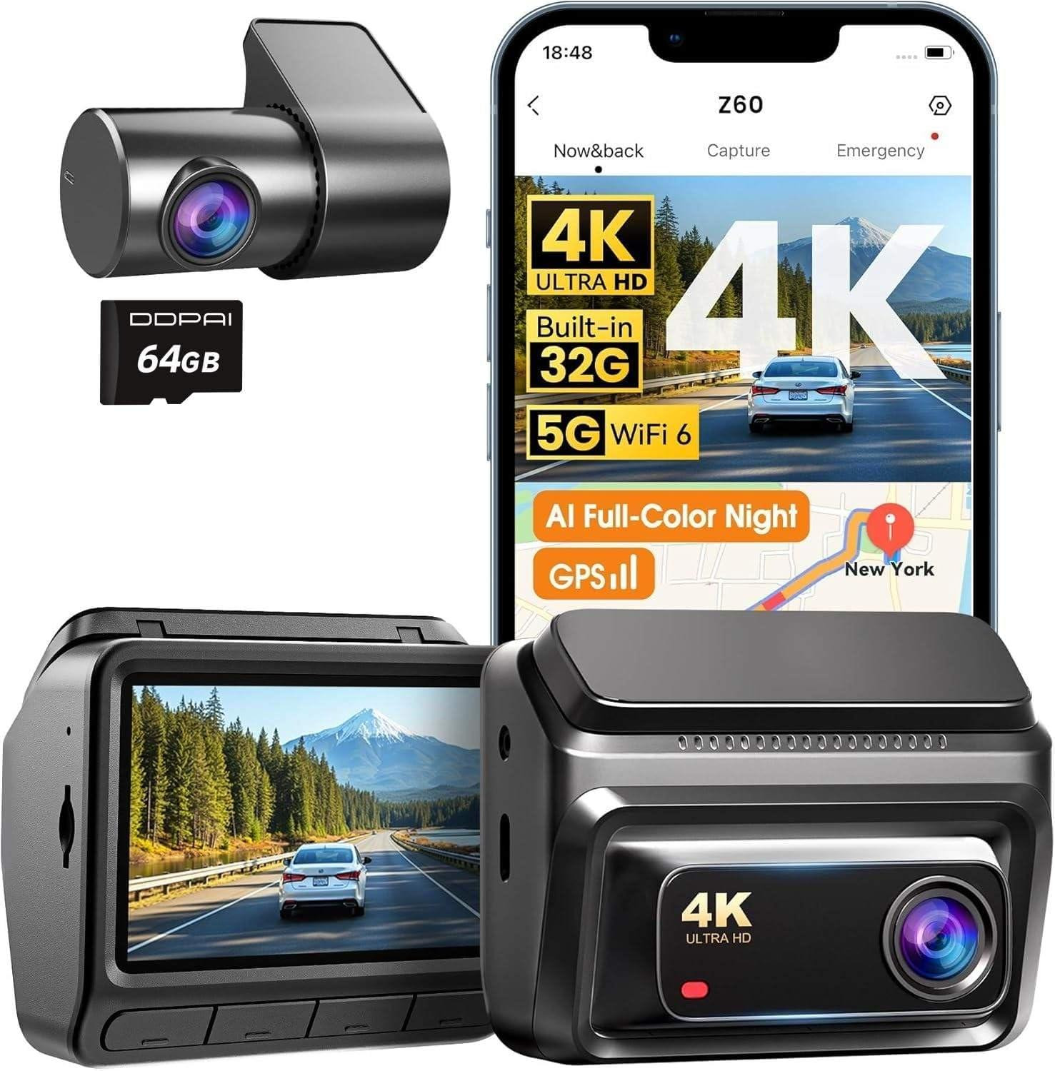Selius Dashcam voor voor en achter - Dubbele autocamera en dashboardcamera
