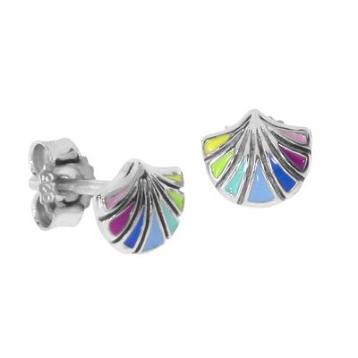 Paar Ohrstecker OSTSEE-SCHMUCK "- Blüte - Silber 925/000 -" Gr. 7, blau, Ohrringe, Damen, 7, Silber 925 (Sterlingsilber)