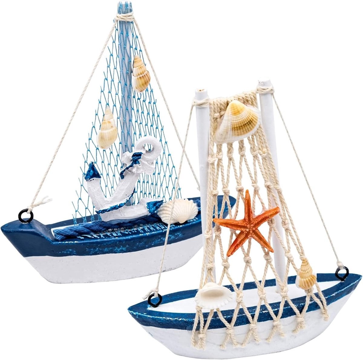 Decoratieve Zeilboot Set van 2 Stuks voor Badkamer en Kantoor - Nautische Schepen, Maritieme Decoratie, Modelboot
