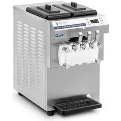 Royal Catering Softeismaschine 16 l/h 1350 W LED Edelstahl Frozen Joghurt Maschine Gastro, Eisherstellung, Silber, Schwarz