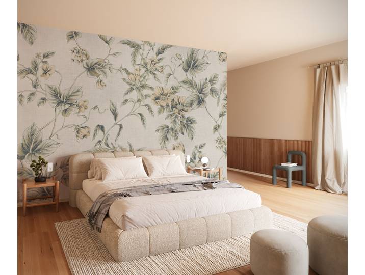 Fototapete KOMAR Vlies Fototapete - Peachy Flora - Grösse 300 x 250 cm , beige, B:3m H:250m, Vlies, Tapeten, Fototapete