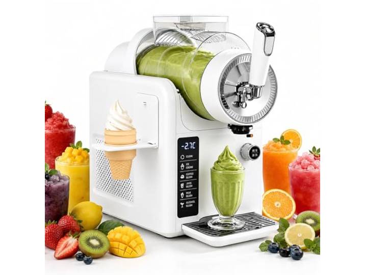 Slush-Eis-Maschine 2 in 1, 2L Slushie Maker & Softeismaschine Für Zuhause, Tisch-Eismaschine Mit Selbstreinigung, Abnehmbarem Behälter Und 5 Programmen Für Büro, Bar Und Partygetränke White