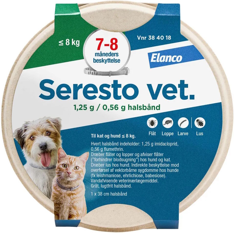 Seresto Vet. kat & hund u. 8kg 1,25 g+0,56 g 1 stk Halsbånd