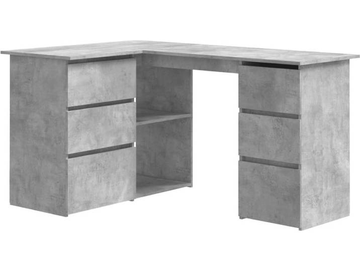 vidaXL Eckschreibtisch Betongrau 145x100x76 cm Holzwerkstoff