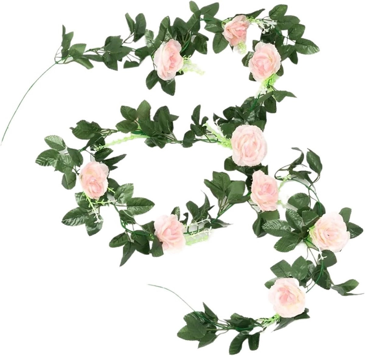 Nep Roos Slinger Kunstbloemen Decoratie Roze - 2 Stuks - 2.2m
