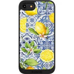 Nivocase Handyhülle für Apple iPhone 8 Hülle NIVOpure Case Schwarz Griechenland Muster Zitrone (Apple iPhone 8), Smartphone Hülle, Schwarz
