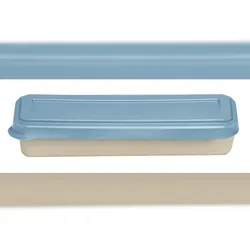 Pronappe 59109I 5x Mehrweggeschirr, 3-teiliges Besteckset, in Schale mit Deckel, biobasierte Materialien Beige