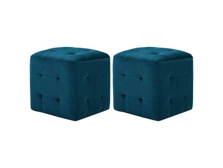2 pcs Poufs Bleu 30 x 30 x 30 cm Tissu velours