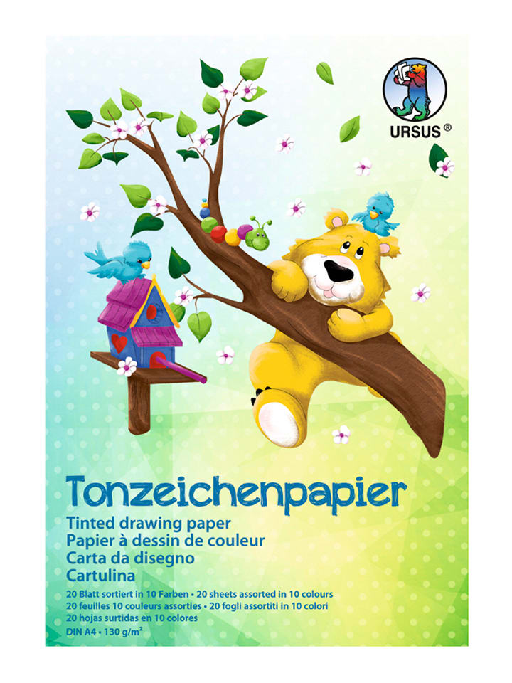 URSUS Tonzeichenpapier-Block "Intensiv" in Bunt - DIN A4 - onesize