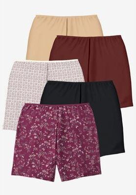 Plus Size Women's Cotton Boxer 5-Pack by Comfort Choice in Fall Pack (Size 8) Panties