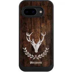 Nivocase Hülle für Google Pixel 9a Handyhülle NIVOcore Case Schwarz Hirsch Holz Holzoptik (Google Pixel 9a), Smartphone Hülle, Schwarz