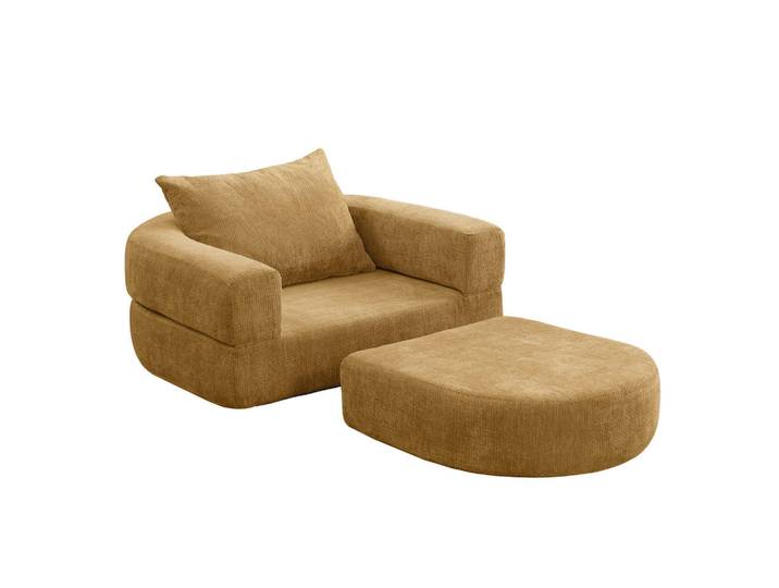 ComfortXL Schlafsessel De-35081 faltbar Gelb, 90x41x101 cm, Wohnzimmer, Sofas & Couches, Schlafsofas, Schlafsessel